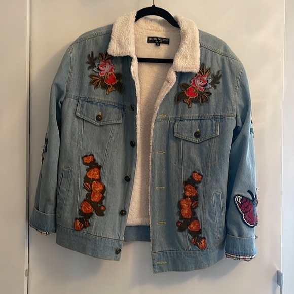 Central Park west denim jacket with fur and embroidery - Picture 4 of 7